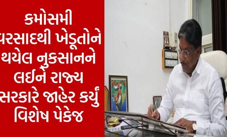 The state government has announced a special package for the loss caused to farmers due to unseasonal rains
