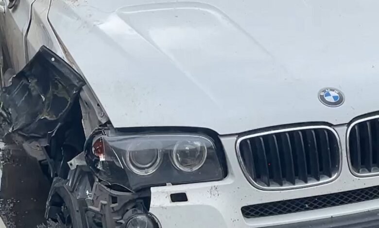 Another accident in Ahmedabad Drunk BMW car driver damages government property