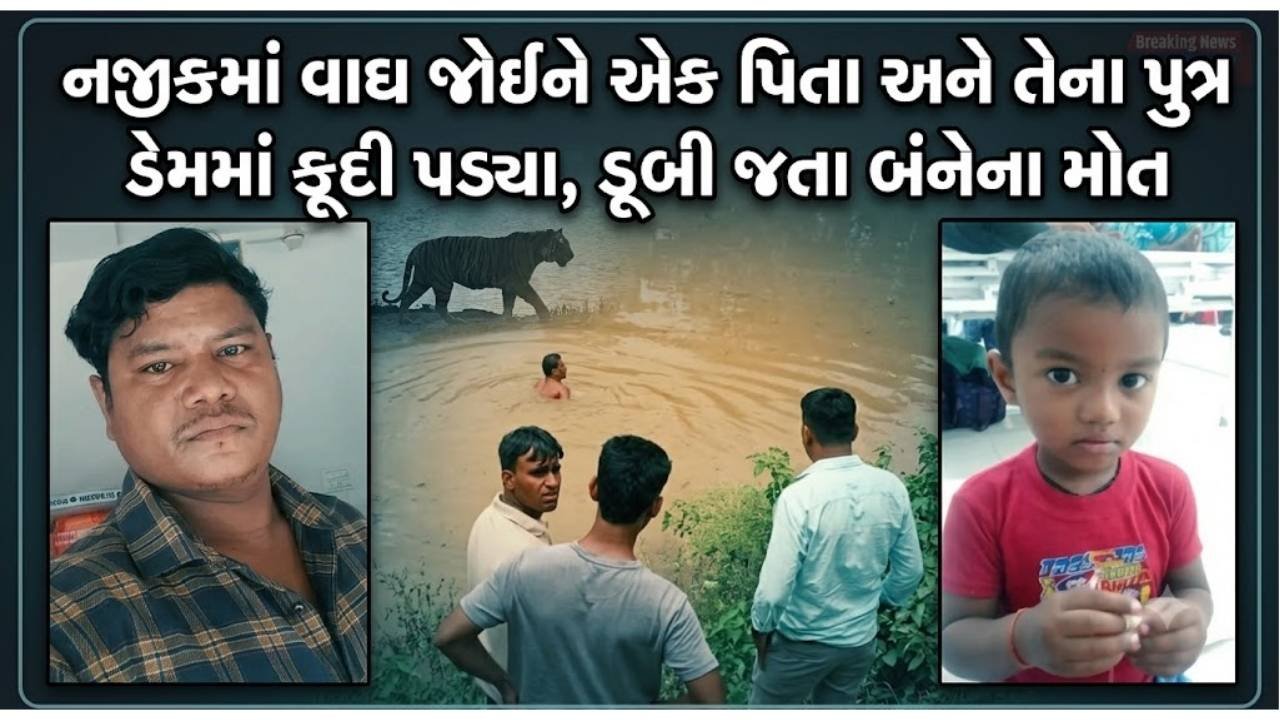 નજીકમાં વાઘ જોઈને એક પિતા અને તેના પુત્ર ડેમમાં કૂદી પડ્યા, ડૂબી જતા બંનેના મોત